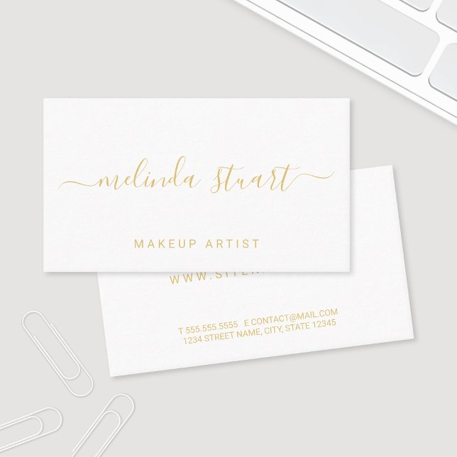 Professionell Elegant Modern White och Guld Visitkort (Skapare uppladdad)