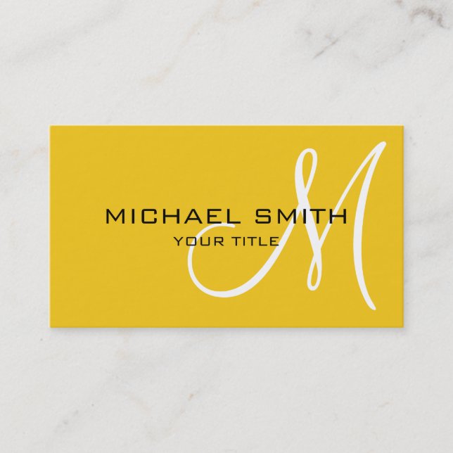 Professionell Elegant Monogram Enkel Citron Visitkort (Framsida)