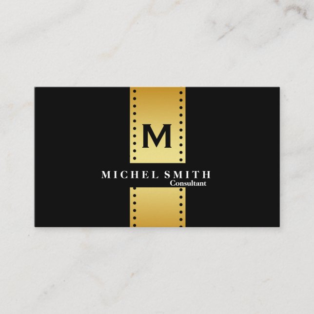 Professionell Elegant Monogram kosmetolog Guld Visitkort (Framsida)