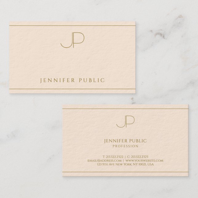 Professionell Elegant Monogram Lyx Tjockt Papper Visitkort (Fram/baksida)