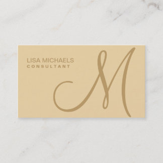 Professionell Elegant Monogram Makeup Artist Beige Visitkort
