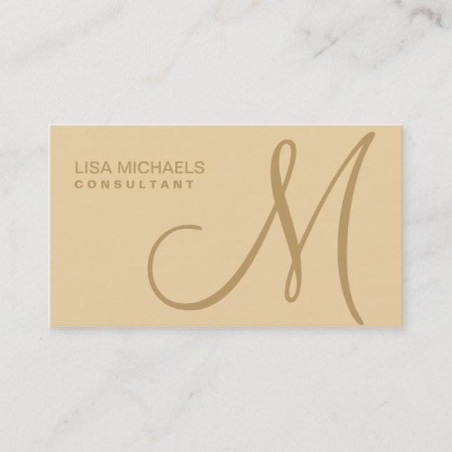 Professionell Elegant Monogram Makeup Artist Beige Visitkort (Framsida)