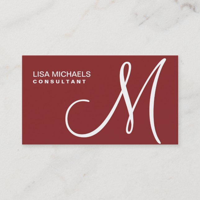 Professionell Elegant Monogram Makeup Artist Red Visitkort (Framsida)