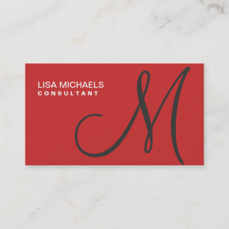 Professionell Elegant Monogram Makeup Artist Red Visitkort