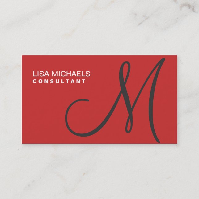 Professionell Elegant Monogram Makeup Artist Red Visitkort (Framsida)