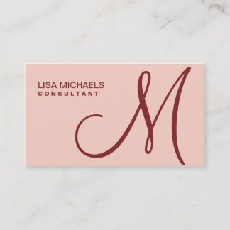 Professionell Elegant Monogram Makeup Artist Rosa Visitkort