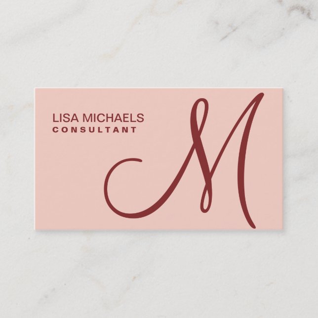 Professionell Elegant Monogram Makeup Artist Rosa Visitkort (Framsida)