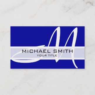 Professionell Elegant Monogram Modern Blue Visitkort