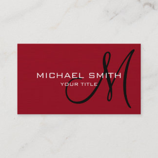 Professionell Elegant Monogram Mörk Red Visitkort