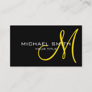 Professionell Elegant Monogram Plain Black Visitkort