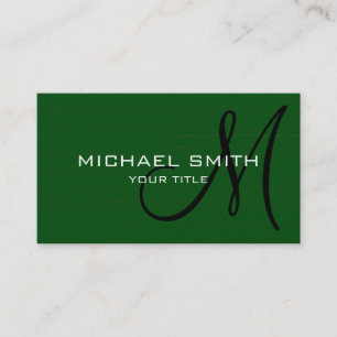Professionell Elegant Monogram Plain Grönt Visitkort