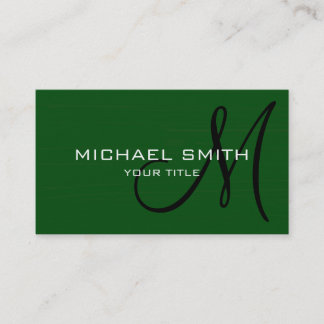 Professionell Elegant Monogram Plain Grönt Visitkort