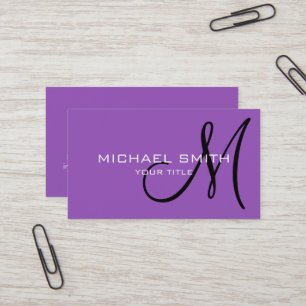 Professionell Elegant Monogram Plain Lilac Visitkort
