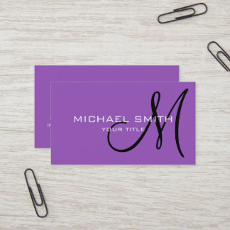 Professionell Elegant Monogram Plain Lilac Visitkort
