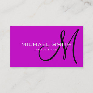 Professionell Elegant Monogram Plain Magenta Visitkort