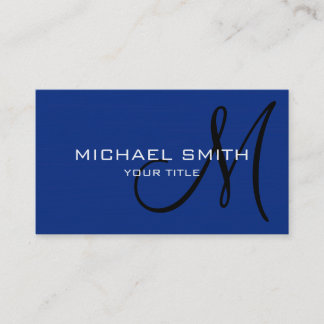 Professionell Elegant Monogram Plain Mörk blått Visitkort