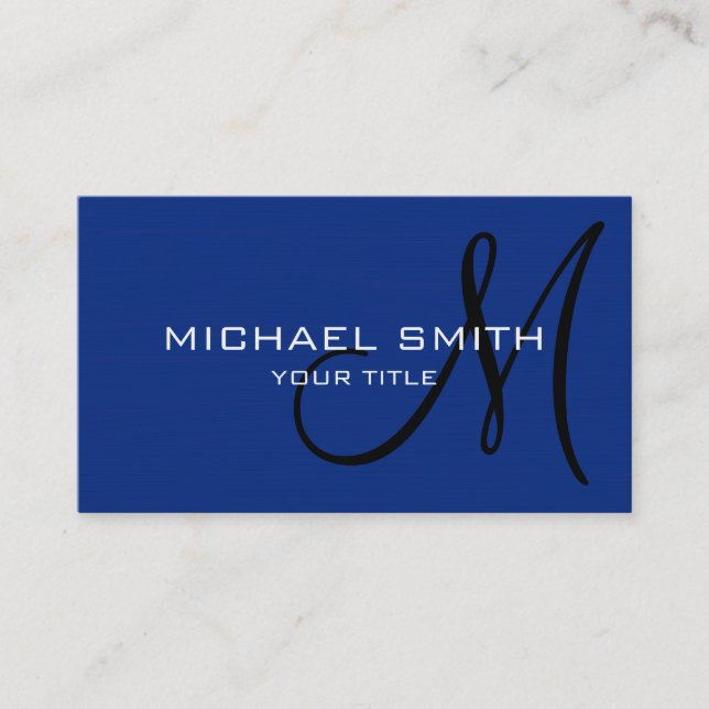 Professionell Elegant Monogram Plain Mörk blått Visitkort (Framsida)