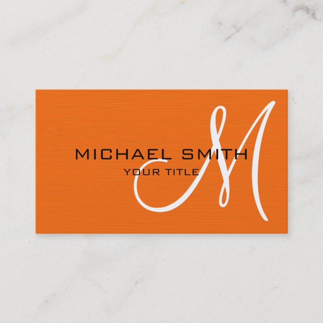 Professionell Elegant Monogram Plain Mörk Orange Visitkort (Framsida)