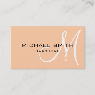 Professionell Elegant Monogram Plain Peach Visitkort