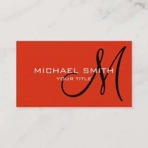 Professionell Elegant Monogram Plain Red Orange Visitkort