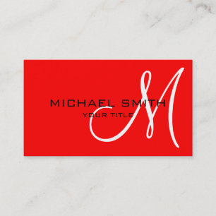 Professionell Elegant Monogram Plain Red Visitkort