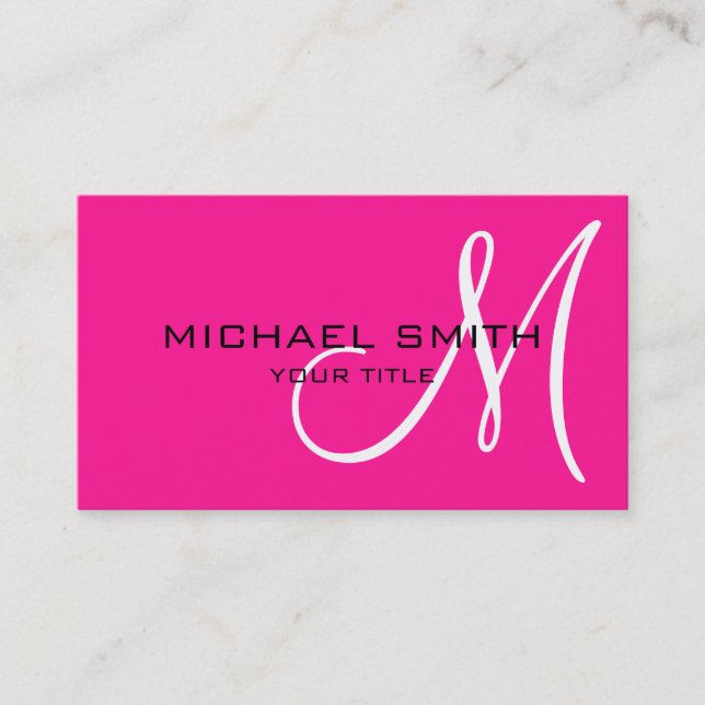 Professionell Elegant Monogram Plain Rosa Visitkort (Framsida)