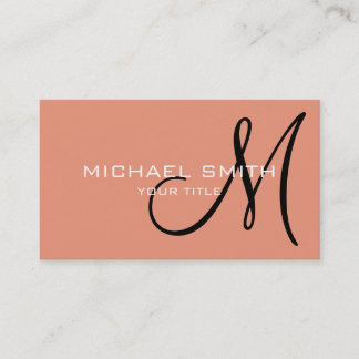 Professionell Elegant Monogram Plain Salmon Visitkort