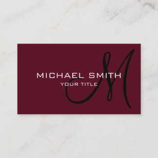 Professionell Elegant Monogram Plain Scarlet Visitkort