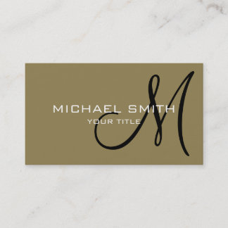 Professionell Elegant Monogram Plain Tan Visitkort