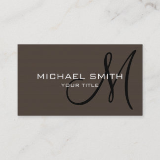 Professionell Elegant Monogram Plain Taupe Visitkort