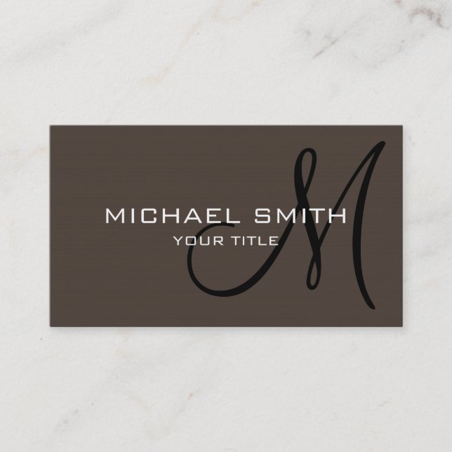 Professionell Elegant Monogram Plain Taupe Visitkort (Framsida)