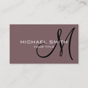 Professionell Elegant Monogram Plain Taupe Visitkort