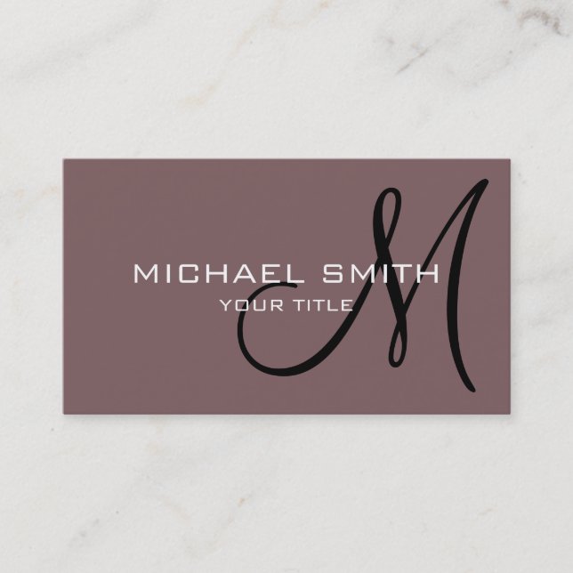Professionell Elegant Monogram Plain Taupe Visitkort (Framsida)