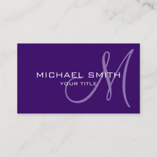 Professionell Elegant Monogram Plain Violet Visitkort