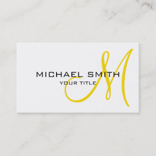 Professionell Elegant Monogram Plain White Visitkort