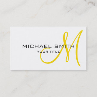 Professionell Elegant Monogram Plain White Visitkort