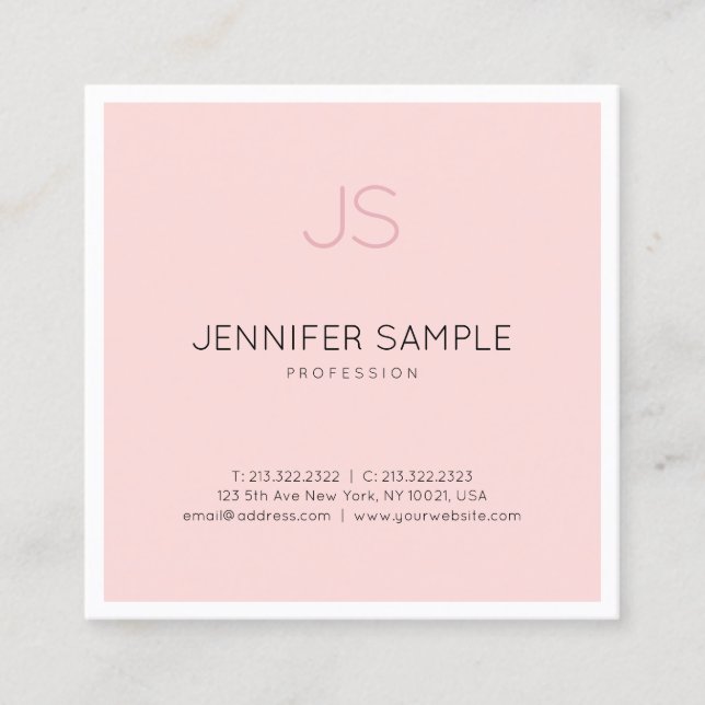 Professionell Elegant Monogram Sleek Design Luxury Fyrkantigt Visitkort (Framsida)