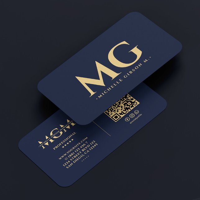 Professionell Elegant Mörk Modern Visitkort (Professional Elegant Dark Navy Modern Business Card
)