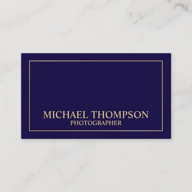 Professionell Elegant Navy Blue och Guld Visitkort (Framsida)