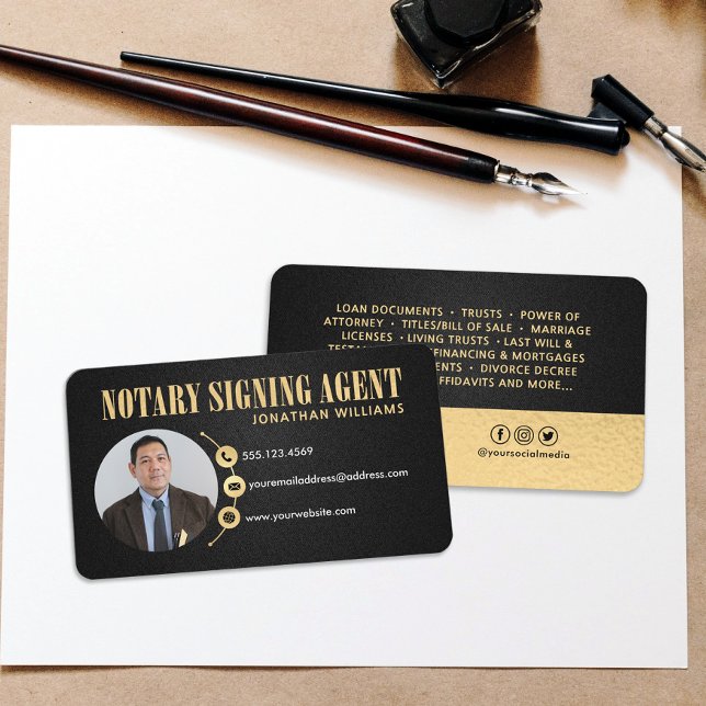 Professionell Elegant Notary Signing Agent Photo Visitkort (Skapare uppladdad)