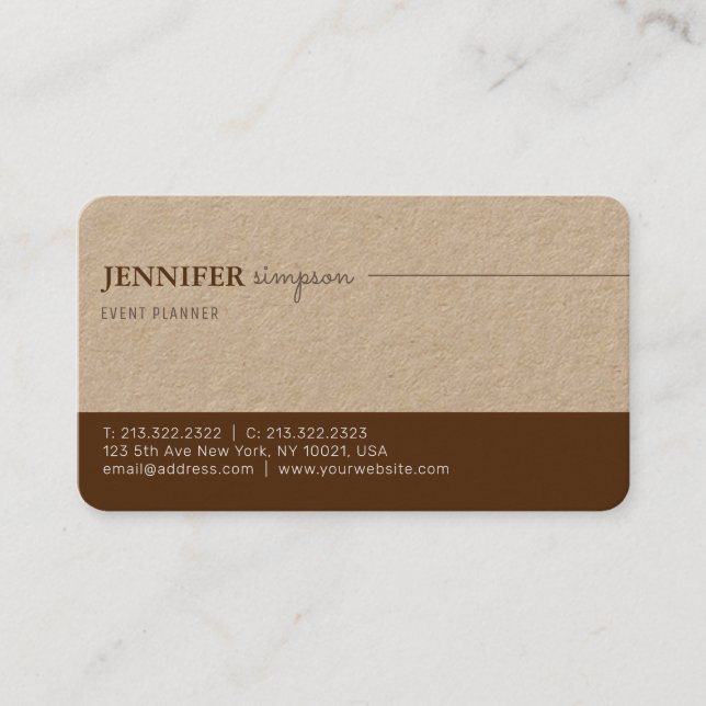 Professionell Elegant Professionell Kraft Brown Visitkort (Framsida)