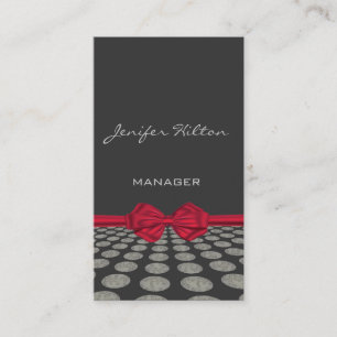 Professionell Elegant röd blommigt polka dots Visitkort