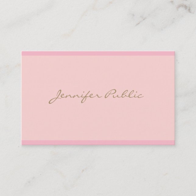 Professionell Elegant Rosa Guld Script Modern Plai Visitkort (Framsida)