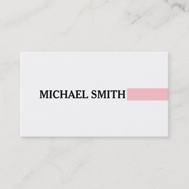 Professionell Elegant Rosa Modern Plain White Visitkort (Framsida)