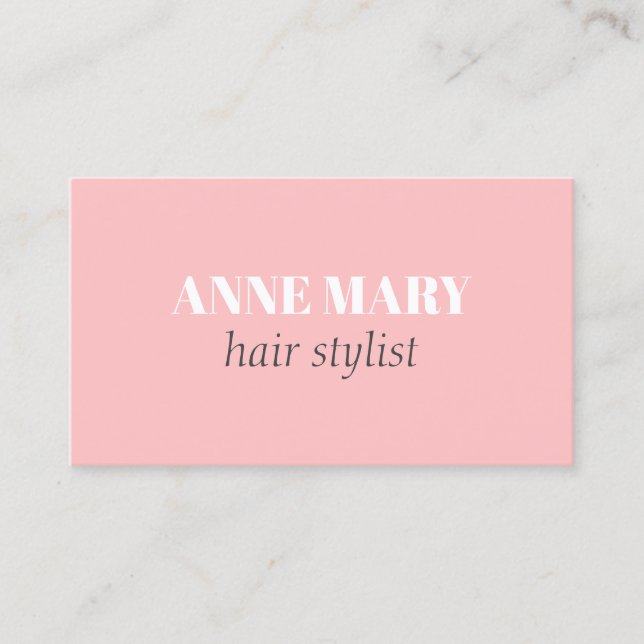 Professionell Elegant Rosa White Hairstylist Salon Visitkort (Framsida)