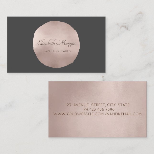 Professionell Elegant Roséguld Borste Cirkel Visitkort (Fram/baksida)
