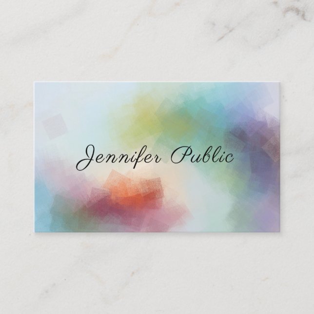 Professionell Elegant Script Modern Abstrakt Art Visitkort (Framsida)