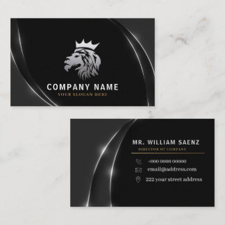 Professionell Elegant Silver Lejon Logotyp Visitkort