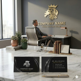 Professionell Elegant Silver Lion Logotyp Visitkort