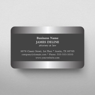 Professionell Elegant Silver Metall advokat Visitkort